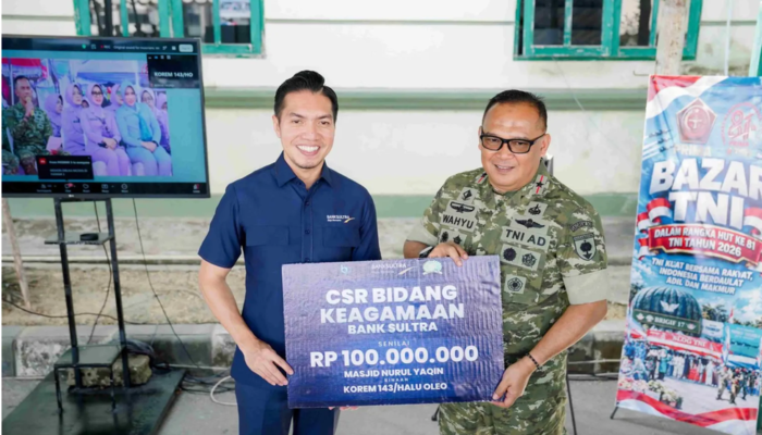 HUT ke-81 TNI, Bank Sultra Salurkan CSR dan Beasiswa untuk Keluarga Prajurit